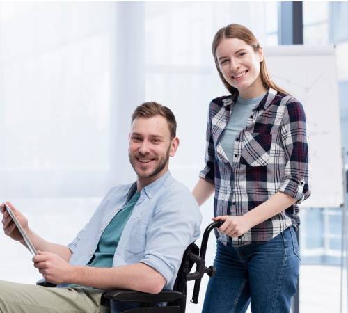 NDIS Providers offering care and assistance to participant in wheelchair